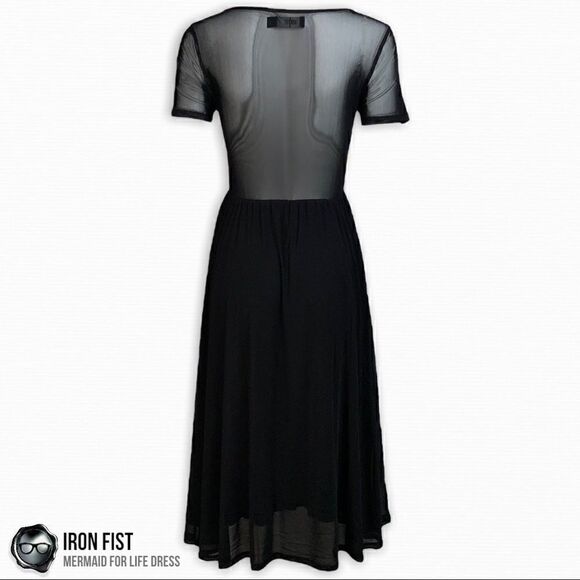 IRON FIST/DOLLS KILL MERMAID FOR LIFE LAYERED MESH DRESS IN BLACK HALLOWEEN MIDI - Picture 8 of 16